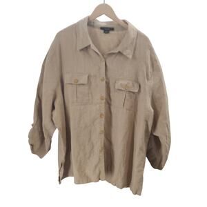 David Dart Collection Vintage Linen ladies button up beige Size 3x Quiet luxury